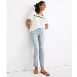 Madewell The High-Rise Slim Crop Boyjean in Dumas Wash: Ripped Edition Size 26